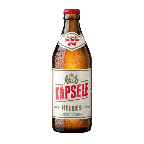 Eine Flasche Stuttgarter Hofbräu Käpsele Helles